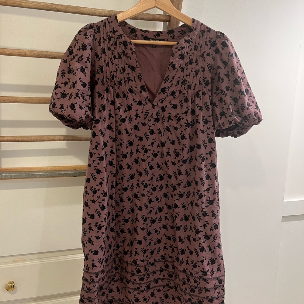 Madewell Brown Puff Sleeve Dress